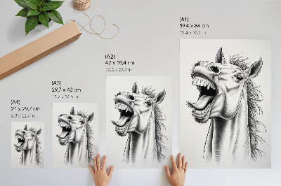 Plakat ścienny Czarno-biała ilustracja konia pełna energii