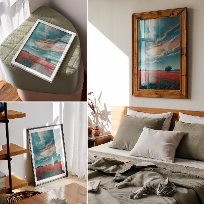 Plakat z teksturą płótna Makowe pola