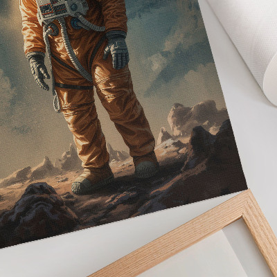 Plakat ścienny Astronauta na obcej planecie nocne niebo