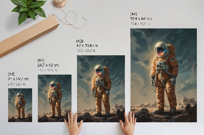 Plakat ścienny Astronauta na obcej planecie nocne niebo