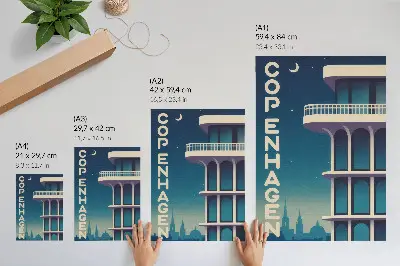 Plakat ścienny wieczorne miasto z nowoczesną architekturą