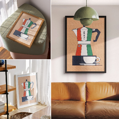 Plakat ścienny Kolorowa kafeteria włoskie barwy nowoczesny klimat
