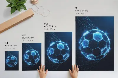 Nowoczesna grafika na płótnie cyfrowa piłka z geometrycznymi liniami i światłami