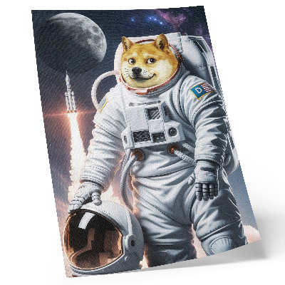 Plakat na płótnie Pies w skafandrze kosmos rakieta księżyc strój