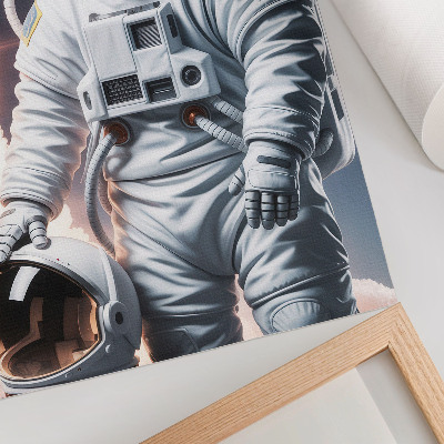 Plakat na płótnie Pies w skafandrze kosmos rakieta księżyc strój