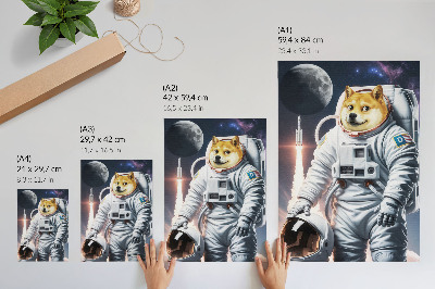 Plakat na płótnie Pies w skafandrze kosmos rakieta księżyc strój