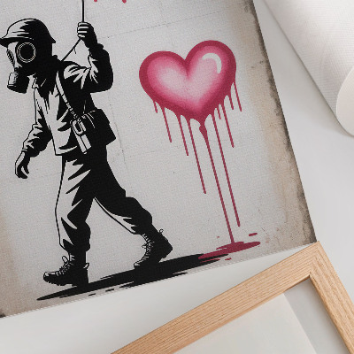 Plakat na płótnie Street art kontrastowe serca i postać
