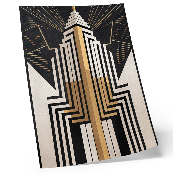 Plakat z teksturą płótna Architektoniczne linie eleganckie złote akcenty
