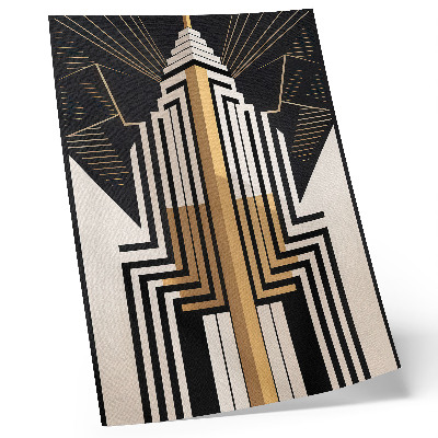 Plakat z teksturą płótna Architektoniczne linie eleganckie złote akcenty
