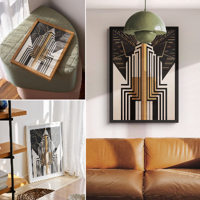 Plakat z teksturą płótna Art Deco