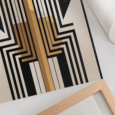 Plakat z teksturą płótna Architektoniczne linie eleganckie złote akcenty