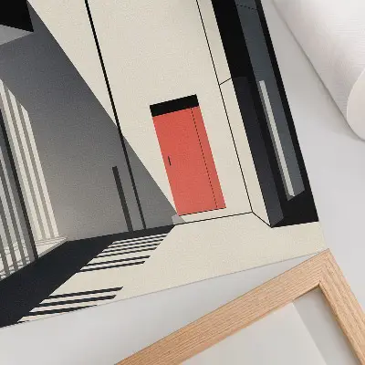 Plakat ścienny minimalistyczna architektura w geometrycznym kontraście