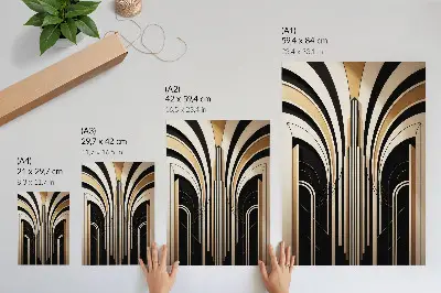 Nowoczesna grafika na płótnie eleganckie łuki w stylu Art Deco z kontrastowym motywem