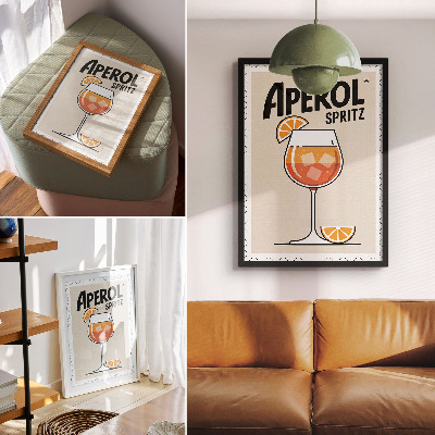 Plakat z teksturą płótna Stylowy plakat napój Aperol pomarańczowe tło