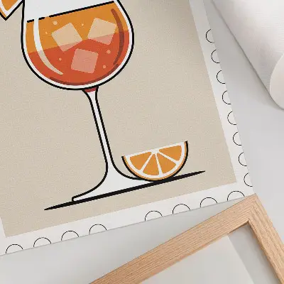 Plakat z napojem Aperol na pomarańczowym tle z teksturą płótna