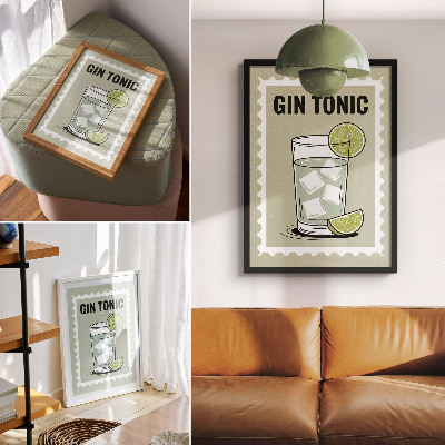 Plakat na płótnie Napis GIN TONIC zielone i białe elementy