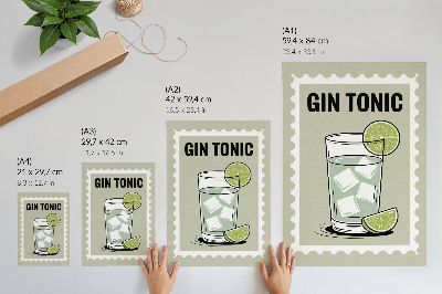 Plakat na płótnie Napis GIN TONIC zielone i białe elementy