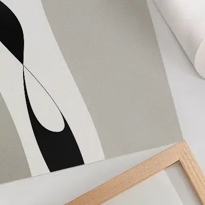 Nowoczesna grafika na płótnie czarno-białe płynne linie i kontrasty