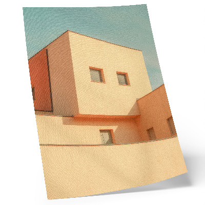 Plakat z teksturą płótna Geometryczna architektura beżowa elewacja