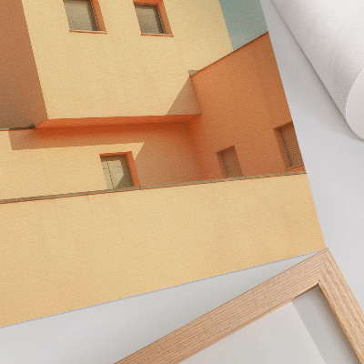Plakat z teksturą płótna Geometryczna architektura beżowa elewacja