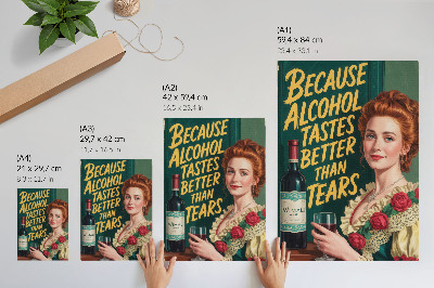 Nowoczesna grafika na płótnie Retro elegancja kobiety z winem i napisem