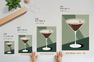Nowoczesna grafika na płótnie nowoczesne martini w odcieniach zieleni beżu i bieli
