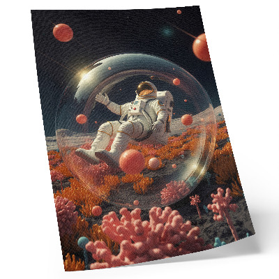 Nowoczesna grafika na płótnie Astronauta przestrzeń kolorowe rośliny kosmos