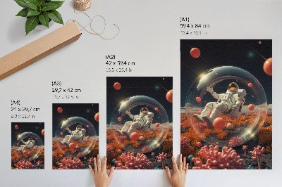Nowoczesna grafika na płótnie Astronauta przestrzeń kolorowe rośliny kosmos