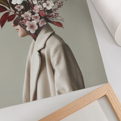 Plakat z teksturą płótna Bukiet kwiatów twarz inspiracja artystyczna