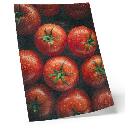 Plakat z teksturą płótna Soczyste pomidory z kroplami wody