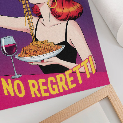 Plakat ścienny Kolorowa kobieta jedząca spaghetti z winem