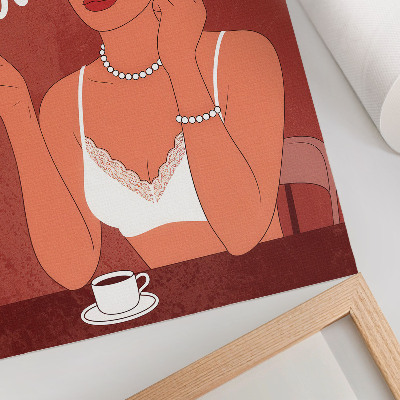 Plakat na płótnie Czerwień i biel elegancki portret kobiety humorystyczny
