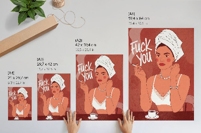 Plakat na płótnie Czerwień i biel elegancki portret kobiety humorystyczny