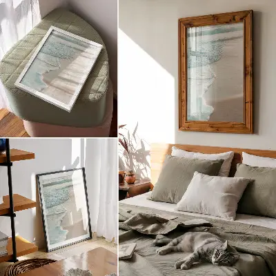 Plakat ścienny fale delikatnie oblewające piasek w spokojnym klimacie