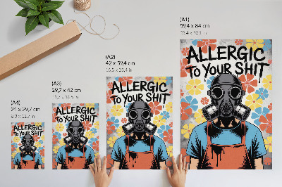 Plakat z teksturą płótna Komiksowy styl postać w masce kolorowe kwiaty