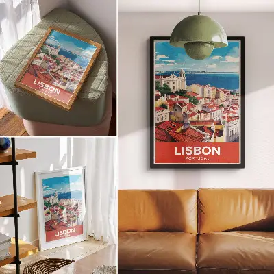Plakat na płótnie panorama miasta w ciepłych barwach tworząca spokojną atmosferę