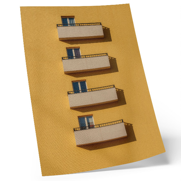 Plakat ścienny Żółta fasada cztery balkony minimalistyczna kompozycja