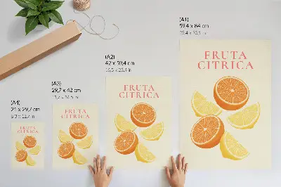 Plakat ścienny z cytrusowym motywem w ciepłych odcieniach