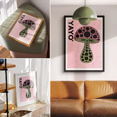 Nowoczesna grafika na płótnie z geometrycznym motywem grzyba