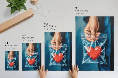 Plakat ścienny w nowoczesnym stylu z mocnym kontrastem czerwieni i błękitu