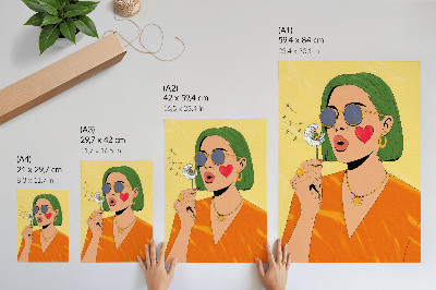 Nowoczesna grafika na płótnie Ilustracja w stylu pop art z zielonymi włosami