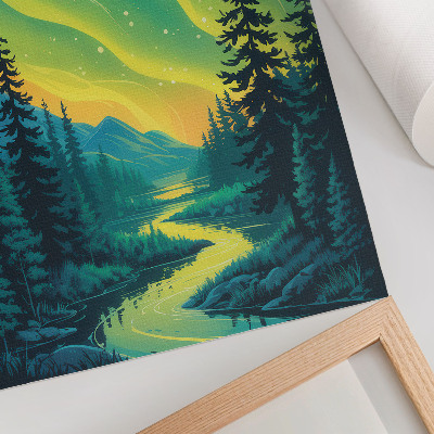 Plakat ścienny Aurora na tle lasu i rzeki harmonijne kolory