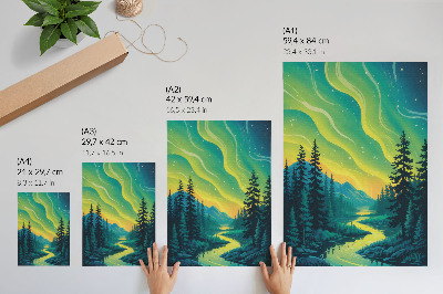 Plakat ścienny Aurora na tle lasu i rzeki harmonijne kolory