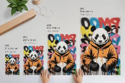 Plakat ścienny z grafiką pandy w bluzie w stylu ulicznym