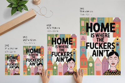 Nowoczesna grafika na płótnie Kolorowe domki geometryczne twarz zamknięte oczy