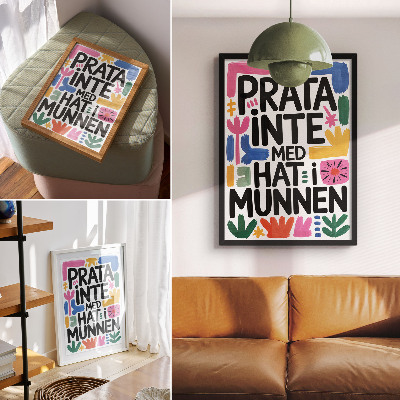 Plakat na płótnie Czarne litery kolorowe pociągnięcia nowoczesny styl