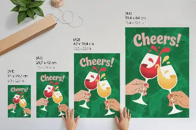 Nowoczesna grafika na płótnie kolorowe kieliszki na zielonym tle w dynamicznym stylu