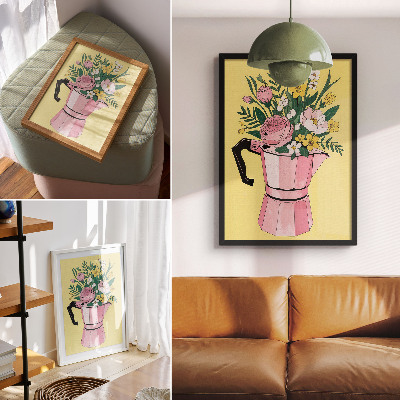 Nowoczesna grafika na płótnie Nowoczesna ilustracja z różową kawiarką
