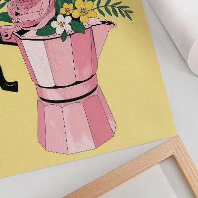 Nowoczesna grafika na płótnie Nowoczesna ilustracja z różową kawiarką