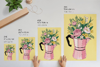 Nowoczesna grafika na płótnie Nowoczesna ilustracja z różową kawiarką